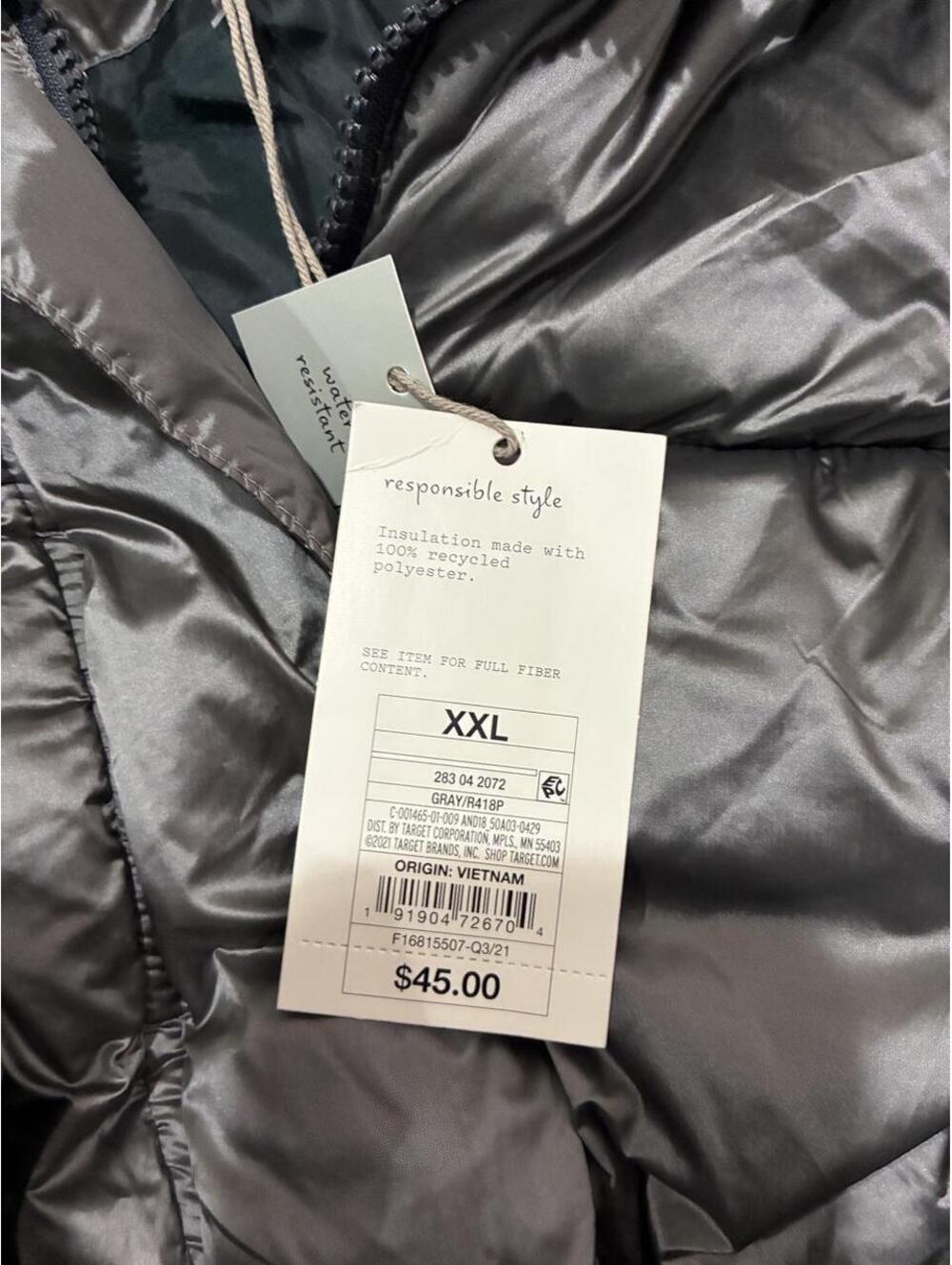 A New Day Silver Metallic Puffer Jacket - Picture 4 of 5